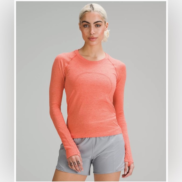 lululemon athletica Tops - Lululemon Swiftly Tech Long Sleeve Shirt 2.0 Race Length Sunny Coral size 4